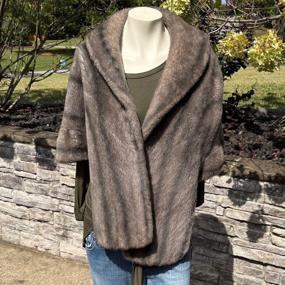 Elegant Gray Fur Shawl